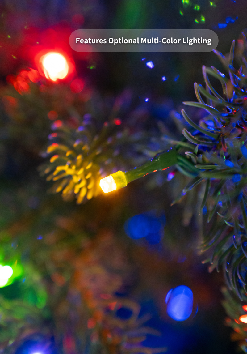 12' King Douglas Fir Slim Artificial Christmas Tree with 1050 Warm White & Multi-Color LED Lights