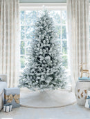 12' King Flock® Artificial Christmas Tree with 1650 Warm White LED Lights